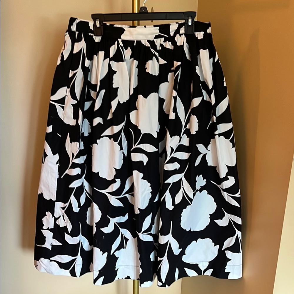 Kate Spade Black and White Pleated Midi Skirt